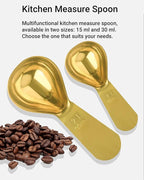 Coffee Scoop 30ml 2PCS, 2 Tablespoon Measuring Spoons, Ergonomics Design Coffee Scooper Stainless Steel Manufacture，Coffee Scoop for Ground Coffee Protein Powder Sugar Cereal (Gold, 2 tbsp-30ml)
