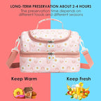 Insulated Kids Dual Compartment Lunch Bags Tote for Girls Boys Toddler Lunch Boxes Pre-School Toddler Kindergarten Elementary Picnic Food Cooler Thermal with Strap (Rainbow Daisies)