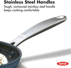 OXO Enhanced 10” Nonstick Frying Pan Skillet, Ceramic PFAS-Free Cookware, Stainless Steel Handle, Eggs & Omelets, Dishwasher & Oven Safe, Storm Blue