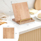 Cookbook Stand with Removable Cutting Board – Adjustable Recipe Book Holder, Charcuterie Board & Kitchen Serving Tray, Kitchen Counte Decor/Maple Wood