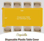 Exquisite 12-Pack Premium Plastic Tablecloth 54in. x 108in. Rectangle Table Cover - Yellow