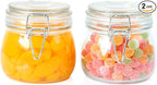 Glass Jar With Airtight Lid 16 Oz (Set Of 2) Wide Mouth Airtight Food Storage Containers Leakproof Canister For Coffee,Sugar,Chocolate Chips,Canning,Candy,Cereal,Spice,Pickle,Cookies,Dried Fruits
