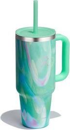 Hydro Flask 40 Oz Travel Tumbler with Handle, Lid and Straw - Insulated Stainless Steel in Jelly Green