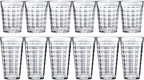 Amazing Abby - Ice Cube - 16-Ounce and 20-Ounce Plastic Tumblers (Set of 12), Plastic Drinking Glasses, All-Clear Reusable Cups, Stackable, BPA-Free, Shatter-Proof, Dishwasher-Safe