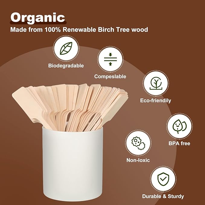 Bokon 6.3 Inch Coffee Stir Sticks Wooden Kayak Paddle Shaped Coffee Stirrers Wood Wooden Stirrer Hot Cocoa Stir Sticks for Tea, Honey, Hot and Cold Drinks