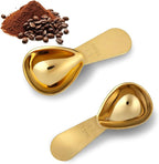 3PCS Tablespoon Measuring Spoon Stainless Steel, Metal Coffee Measuring Spoon Coffee Bean Scoop Short Handle Tablespoon Scoop for Powder Milk Tea Sugar Juice Olive Oil Kitchen Gifts, 15 ml Gold