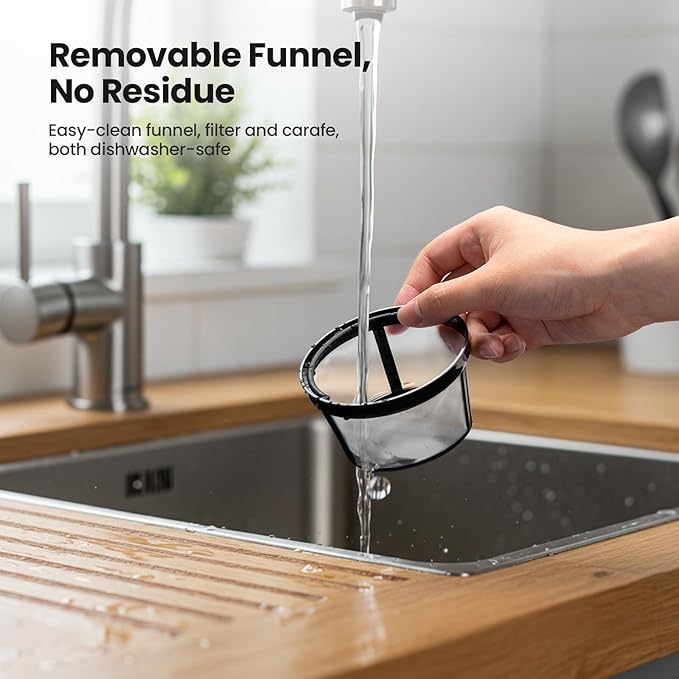 Kismile Compact Drip Coffee Maker, Anti-Drip System, Timer, Removable Funnel & Auto Shut-Off, Anti-Dry Protection, Perfect Small Coffee Machine for Home & Office (Black)