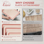 Empune Plastic Cutting Board Set, Recycled Plastic Cutting Boards for Kitchen (Set of 3), Dishwasher Safe Large Chopping Board with Holder, Non-slip Feet and Juice Grooves, Nonporous, Pink