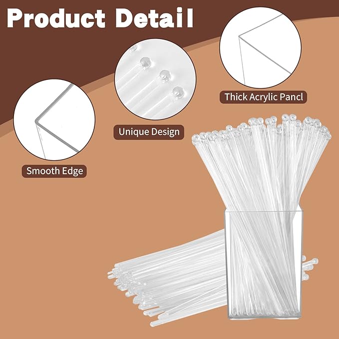 101 Pcs Swizzle Stir Sticks for Cocktails 7 Inch Coffee Stick Holder Clear Crystal Coffee Stirrers Crystal Reusable Swizzle Sticks for Stirrers Holder Round Acrylic Drink Coffee Party Supplies