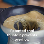 Loka Chai Maker for Authentic Masala Chai & Chai Latte | Easy Clean Stainless Steel Stovetop Tea Maker with Innovative Chai Fountain | Non-Stick Ceramic, 20oz (3 Cups) - (Silicone Strainer)