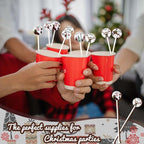 Meanplan 60pcs Christmas Swizzle Sticks Christmas Cocktail Stirrers Plastic Stir Sticks Xmas Santa Claus Snowman Decorations for Birthday Party Coffee Shop Supplies Favors Gifts(Snowman)