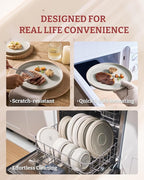 Famiware Meteor Plates and Bowls Sets for 4, 12 Pieces Dinnerware Sets, Microwave and Dishwasher Safe Dishes Set, Matcha Green