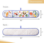Maison d' Hermine Double Oven Mitts 100% Cotton 7"x35" Double Oven Mitt Heat Resistant BBQ Cooking Gloves with Loop, Baking, Grilling, Home, Kitchen, Handling Hot Pans Spring Summer (Gourmand)