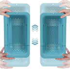 BLUE GINKGO Sink Colander Baskets - (Pack of 2) Wash Vegetables and Fruits, Drain Cooked Pasta and Dry Dishes - Extendable - New Home Kitchen Essentials (2 Teal)