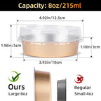 Beasea Mini Ramekins with Lids, 120 Pack 4 Inch 8oz Disposable Creme Brulee Tart Pie Tins Rose Gold Small Aluminum Foil Cake Baking Tins Pans Individual Round Containers Oven Safe for Baking