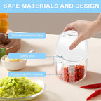 350ML Electric Garlic Chopper, Portable Mini Food Processor, USB Garlic Mincer Masher with 6 Stainless Steel Blade, Rechargeable Vegetable Chopper for Ginger, Chili, Meat, Spices