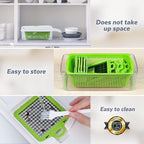 Vegetable Chopper, Pro Onion Chopper, 14 in 1Multifunctional Food Chopper, Kitchen Vegetable Slicer Dicer Cutter,Veggie Chopper With 8 Blades,Carrot and Garlic With Container (Gray) (White)