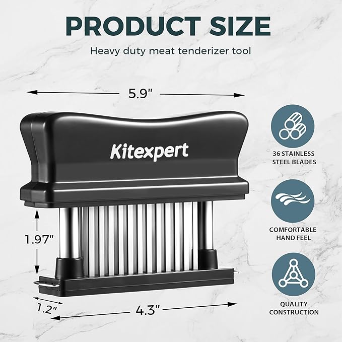 Kitexpert Meat Tenderizer 36 Ultra Sharp Blades Meat Tenderizer Tool with Stainless Steel Needle, Detachable Base for Easy Cleaning, Heavy Duty Tenderizer for Chicken, Steak