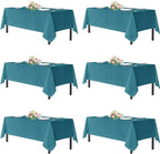sancua Teal Tablecloths for 8 Foot Rectangle Tables, 6 Pack - 60x120 Inch - Washable Fabric Cloth Table Cloth for Wedding, Party, Birthday, Banquet, Reusable Polyester Table Covers