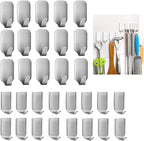 Adhesive Hooks, 32-Pack Heavy Duty Wall Hooks Stainless Steel Waterproof Hangers for Kitchen, Bathroom, Bags, Towel, Coat, Keys, Robe, Home, Offices (16 Small + 16 Big) (Hooks - 32p)