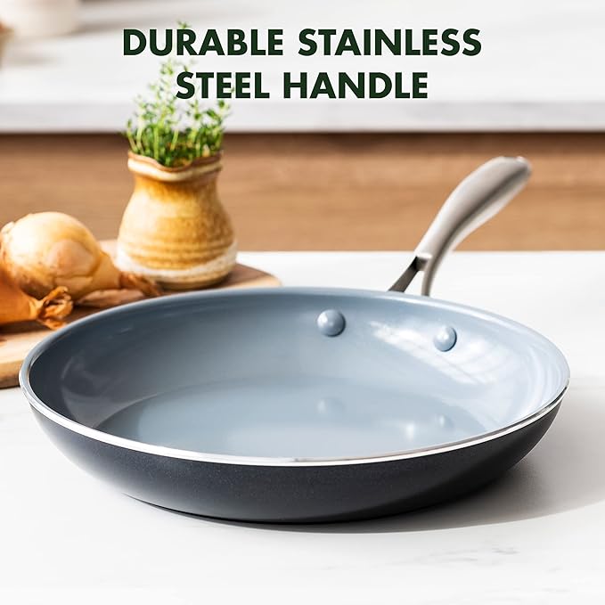 GreenPan Swift Healthy Ceramic Nonstick, 10" Frying Pan Skillet, Stainless Steel Handle, PFAS-Free, Dishwasher Safe, Oven Safe, Black