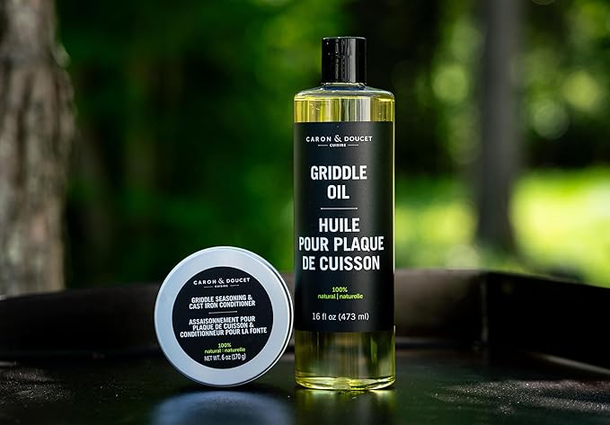 CARON & DOUCET - 100% Plant-Based Griddle Oil & Seasoning Set: Best For Maintaining, Protecting & Conditioning Griddle!
