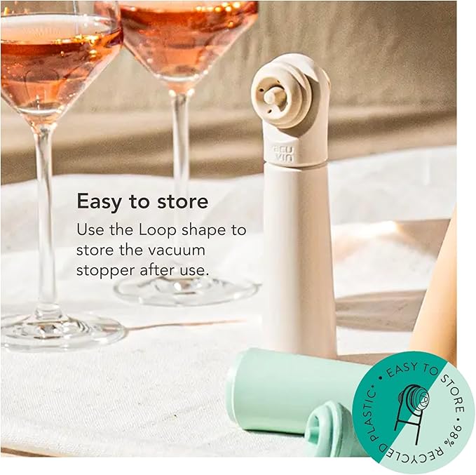 Vacu Vin Wine Saver Loop – Made in the Netherlands – Premium Vacuum Pump with Stopper – Airtight Seal Keeps Wine Fresh up to 10 Days – Stylish & Long-Lasting – Jade