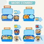 Kids Lunch Bento Box with Thermo Ice Pack Food Container with Insulated Lunch Bag, Insulated Water Bottle with Straw for Girls Boys, Blue
