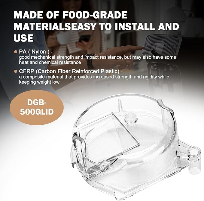DGB-500GLID Grinder Assembly Lid Replacement for Cuisinart Coffee Grinder Replacement Parts Fits for Cuisinart Coffee Maker Models DGB-600, DGB-625, DGB-650, DGB-500, DGB-500BK, DGB-600BCC, Clear