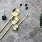 JASHII Flatware Silverware Set Stainless Steel Satin Finish Cutlery Set Service for 6, 30-Piece Spoons And Forks Kitchen Utensil Set, Dishwasher Safe (Matte Champagne gold)