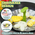 SHIKORI Steamer Basket,Stainless Steel Vegetable Steamer Basket Folding,Folding Expandable Steamers,Expandable to Fit Various Size Pot-T-Green 11 in