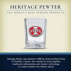 Heritage Pewter Iowa State Square Shot Glass | Hand-Sculpted 1.5 Ounce Shot Glass | Intricately Crafted Metal Pewter Alma Mater Inlay