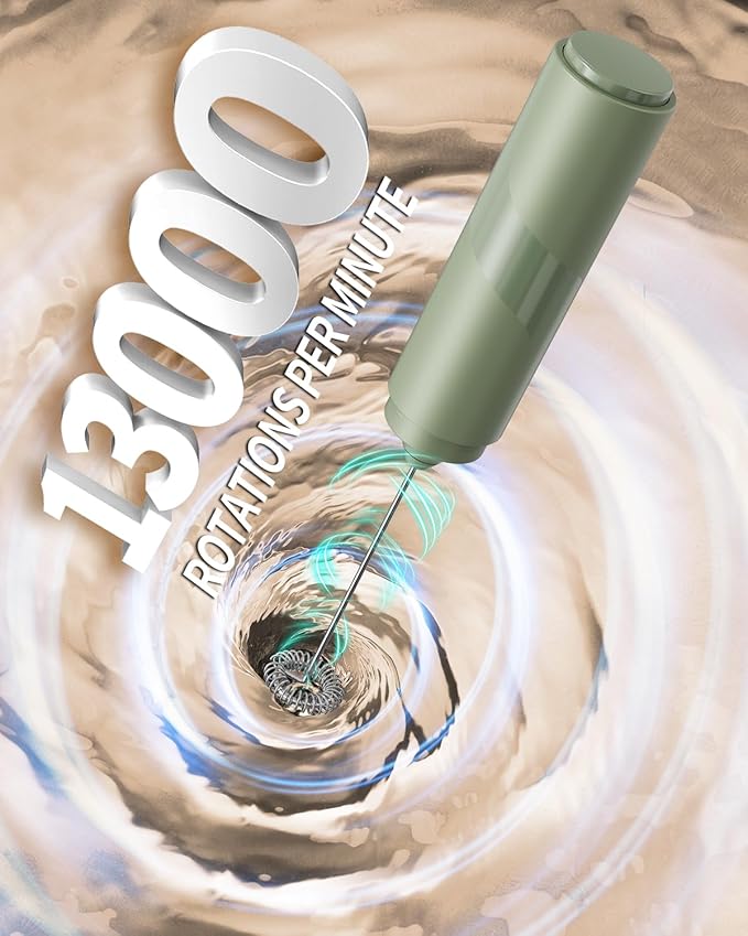 CIRCLE JOY Portable Milk Frother Hanheld, Battery Operated Electric Coffee Frother Wand Drink Mixer for Matcha Lattes Cappuccino, Kitchen Gifts, Green
