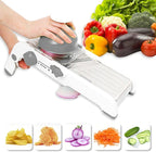 Adjustable Mandoline Slicer - Ultra-Sharp Stainless Steel Blades, Safe Hand Guard, Adjustable Thickness for Fast & Precise Slicing of Vegetables, Fruits & More (Gray)