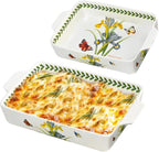 ACMLIFE Ceramic Casserole Dish for Oven, Floral Baking Dishes for Oven Lasagna Pan, Large Baking Dish with Handles, Durable and Oven Safe Pan, for Roasting and Baking, Gift Packaging 2 Pcs Set(13"x8"+10.3"x6.3") (Iris)