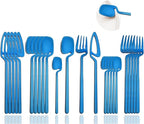 JASHII Silverware Set Satin Finish 24-Piece Stainless Steel Flatware Set Kitchen Utensil Set Service for 6 Tableware Cutlery Set Dishwasher Safe (Matte Blue)