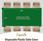 Exquisite Party Solids 12-Pack Premium Plastic Tablecloth 54in. x 108in. Rectangle Table Cover - Emerald Green