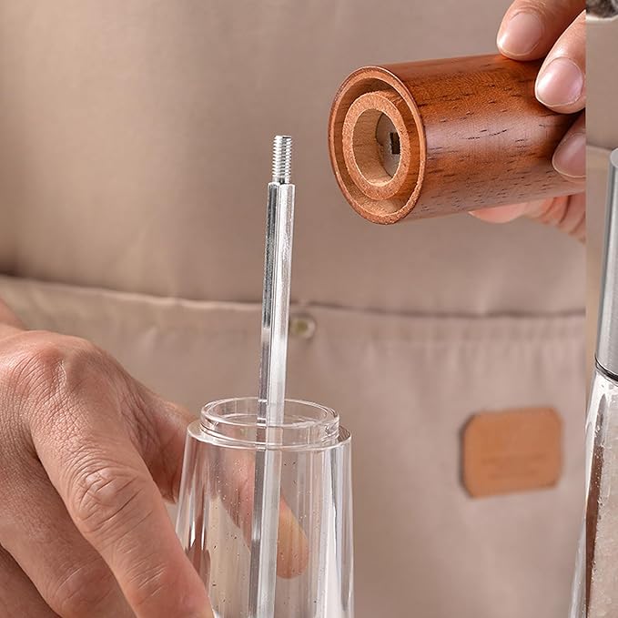 Acrylic kitchen tools grinder Salt and pepper grinder, adjustable thickness, suitable for the home (Dark wood)