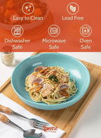Sweese Pasta Bowls, 30 Ounce Salad Serving Bowls Set of 6, 8.4 Inch Porcelain Plates for Serving Dinner, Salad - Microwave Dishwasher Safe, Cool Assorted Colors