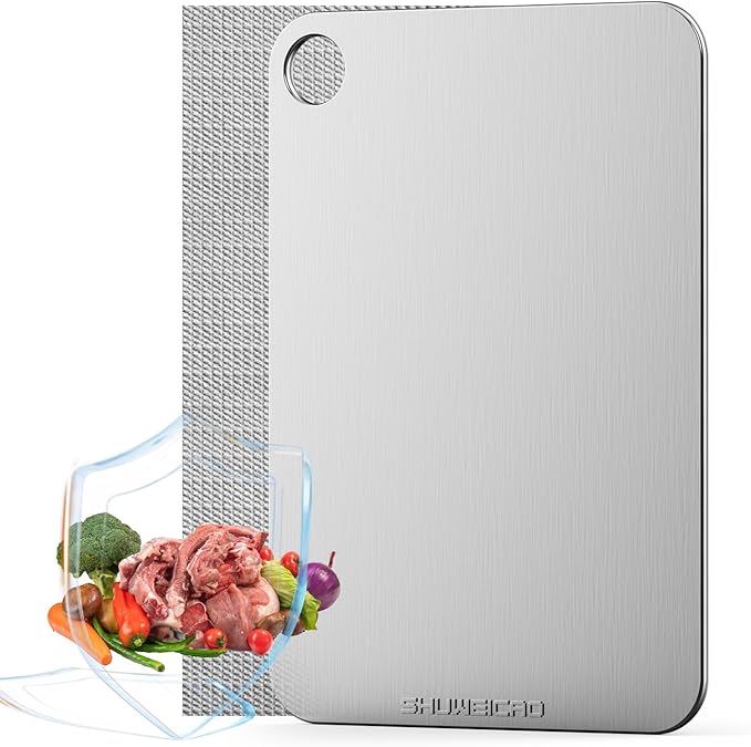 SHUWEICAO- Titanium Cutting Boards For Kitchen, 100% Pure Cut Titanium Cutting Board, Food Grade Quality,Easy To Clean And Will Not Absorb Odors, Suitable For Kitchen Or Outdoor Camping (14.17*9.84in)
