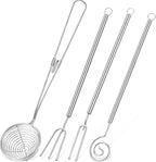Patelai 4 Pieces Candy Dipping Chocolate Tools Set 3-prong Dipping Fork, Fondue Fork, Spear, Slotted Spoon for Handmade Chocolates, Pralines and Truffles