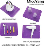 Silicone Dish Drying Mat for Multiple Usage,Easy clean,Eco-friendly,Heat-resistant Silicone Mat for Kitchen Counter or Sink,Refrigerator or drawer liner Purple L 16 inches x 12 inches