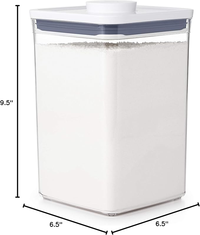 OXO Good Grips POP Container - Airtight Food Storage - Big Square Medium 4.4 Qt Ideal for 5lbs of flour or sugar (Pack of 4)