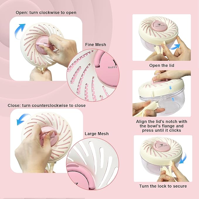 2 Pcs, Fruit Washing Bowl with Strainer, fruit strainer container with lid, Portable Fruit Colander with Collapsible Handle, Strawberries Container Salad Stir for Kitchen Picnic, Large & Small