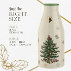Spode Christmas Tree Plate and Bottle Set (2-Piece) - 8.5" Porcelain Cookies for Santa Plate & 10 Oz Holiday-Themed Jug, Dishwasher Safe Festive Collectible Seasonal Gift Set