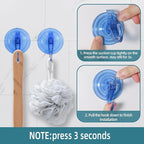 Antimbee Suction Hooks, 10 Pack Reusable Hangers, Removable Small Suction Cups for Shower, Bathroom, Glass, Door, Windows, Kitchen - Up to 11 lbs on Smooth Surface (Transparent Blue)