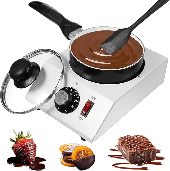 ROCEEI 1 Set Chocolate Boiler Electric Heating Chocolate Melting Tempering Machine with 1 Silicone Spatula Boiler for Melting for Candy(Single Pot)