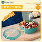Homienly Bowls with Lids, Wheat Straw Bowl Set of 4-40 OZ Cereal Bowls and Silicone Edge Lids,Unbreakable Food Containers for Meal Prep, Salad, Lunch, Kitchen, Camping, Picnic, RV (4 Sets,Green)