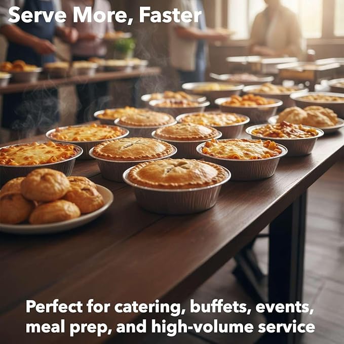 1000-Pack 5 3/4" Extra Deep Foil Pie Pans - Deep 1 13/16" Disposable Aluminum Pie & Tart Pans with Full Curl Rim - For Bulk Baking, Portion Prep, To-Go Meals, Market Stands & Foodservice Lines