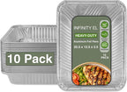 INFINITY EL 20.5" x 12.5" x 2.5" Disposable Aluminum Pans (Full Size-Medium/10 Pack) - Aluminum Serving Tray for Catering, Baking & Meal Prep - Heavy Duty Aluminum Foil Pans